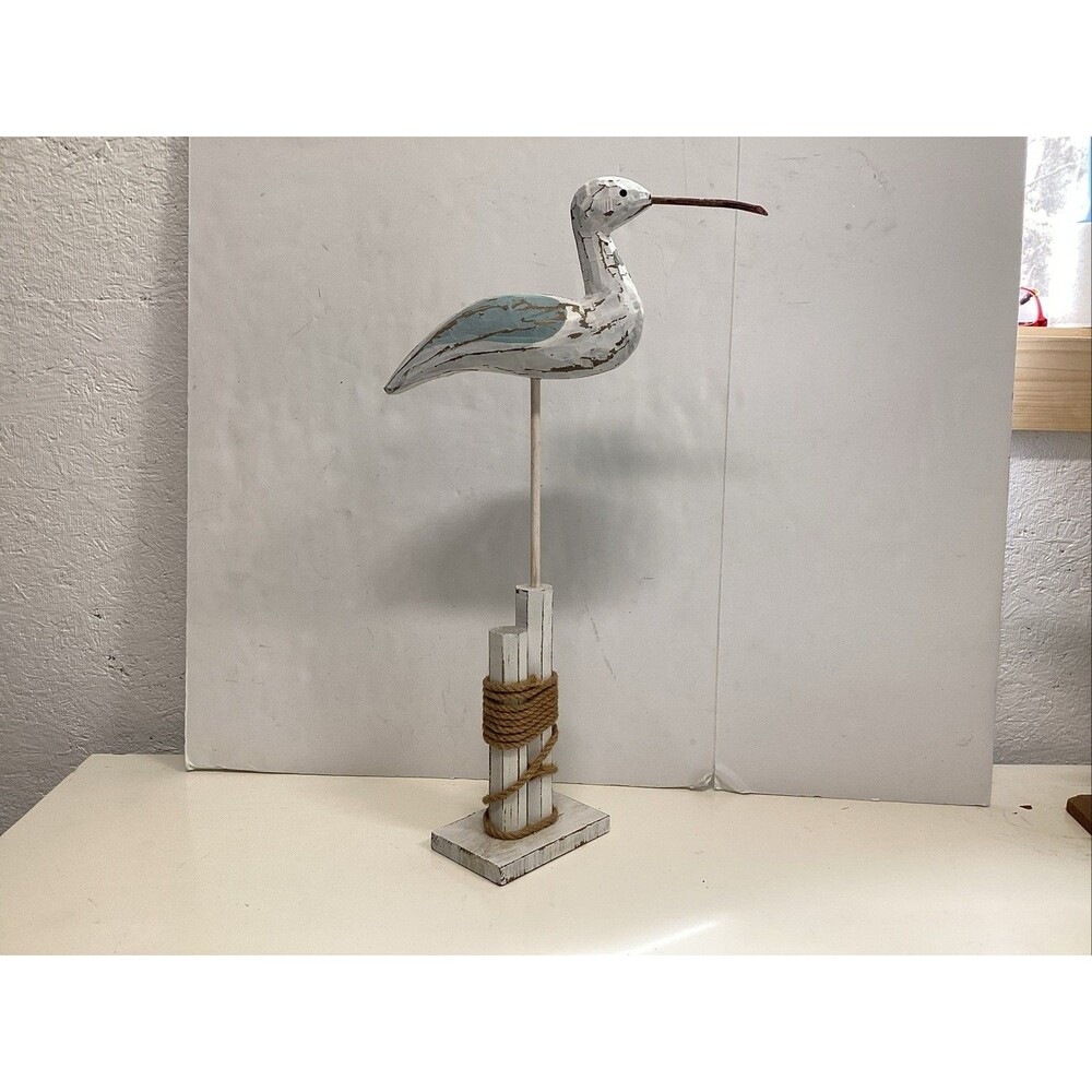 wood bird decorative sculpture 21” coastal seabird